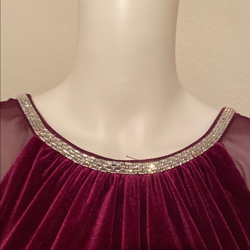 R & M Richards Red Long Sleeve Cocktail Dress - Picture 2 of 6